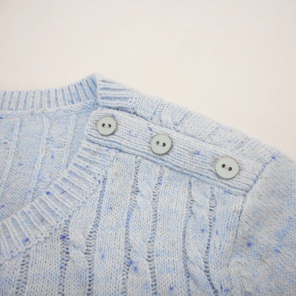Talbots Women's sz M Pullover Sweater Long Sleeve Cable Knit Light Blue Speckled - Picture 7 of 12